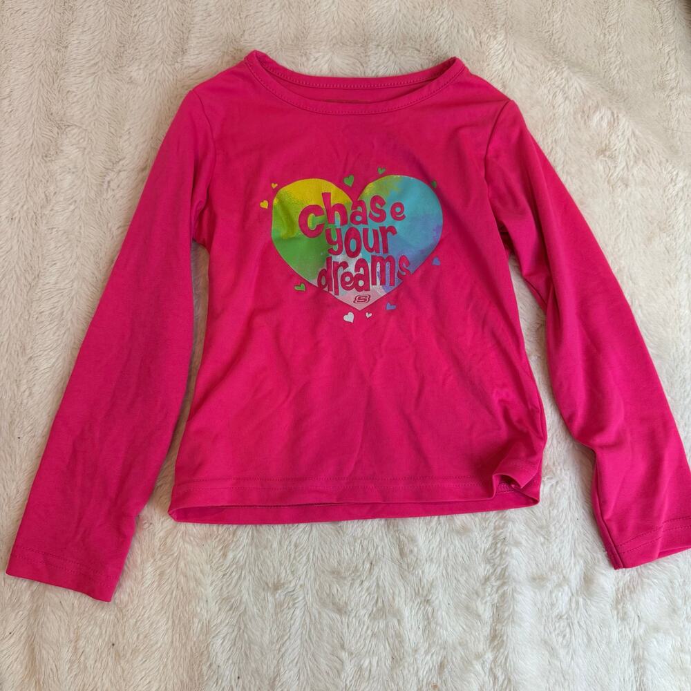 Skechers Active Hot Pink Long Sleeve Tech Shirt Rashguard Girls 5 5T
